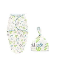 Newborn Cotton Swaddle Blanket With Cap Set