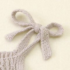 Girls Knitted Ruffled Sling Baby Romper