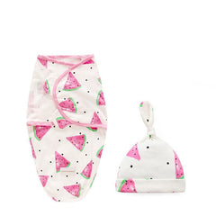 Newborn Cotton Swaddle Blanket With Cap Set