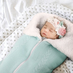 Newborn Winter Warm Knit Swaddle Sleeping Bag