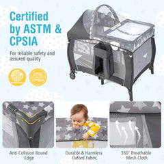 4-in-1 Portable Baby Nursery Center Travel Crib
