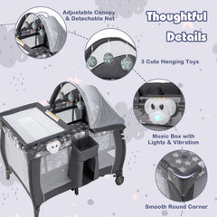 4-in-1 Portable Baby Nursery Center Travel Crib