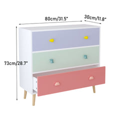 Three Drawer Storage Dresser Cabinet With Anti Tip Safety