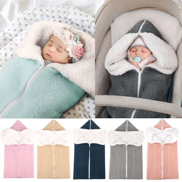 Newborn Winter Warm Knit Swaddle Sleeping Bag