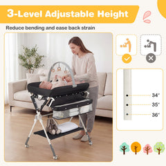 Foldable Baby Changing Table With Storage Shelf Bag