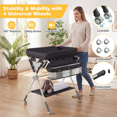 Foldable Baby Changing Table With Storage Shelf Bag