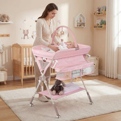 Foldable Baby Changing Table With Storage Shelf Bag
