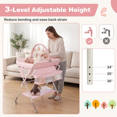 Foldable Baby Changing Table With Storage Shelf Bag