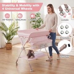 Foldable Baby Changing Table With Storage Shelf Bag
