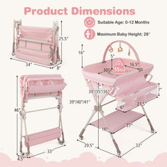 Foldable Baby Changing Table With Storage Shelf Bag