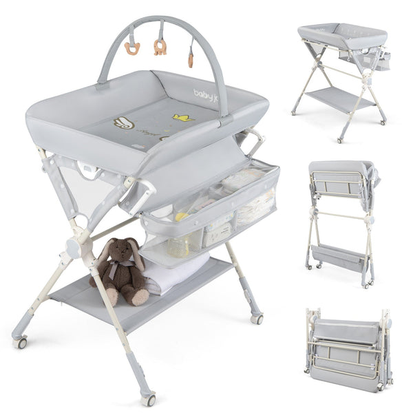 Foldable Baby Changing Table With Storage Shelf Bag