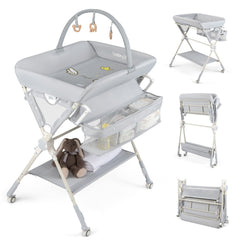 Foldable Baby Changing Table With Storage Shelf Bag