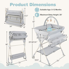 Foldable Baby Changing Table With Storage Shelf Bag