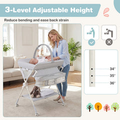 Foldable Baby Changing Table With Storage Shelf Bag