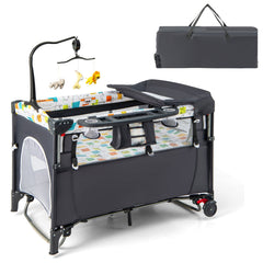 5-in-1 Foldable Baby Nursery Center Bedside Crib