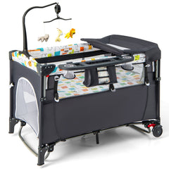 5-in-1 Foldable Baby Nursery Center Bedside Crib
