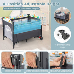 5-in-1 Foldable Baby Nursery Center Bedside Crib