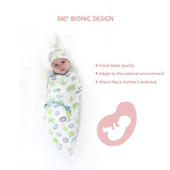 Newborn Cotton Swaddle Blanket With Cap Set