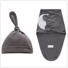 Newborn Cotton Swaddle Blanket With Cap Set