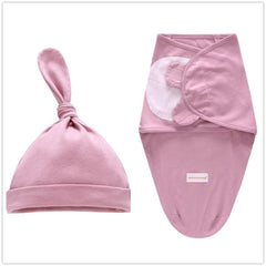 Newborn Cotton Swaddle Blanket With Cap Set