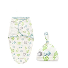 Newborn Cotton Swaddle Blanket With Cap Set