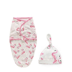 Newborn Cotton Swaddle Blanket With Cap Set