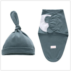 Newborn Cotton Swaddle Blanket With Cap Set