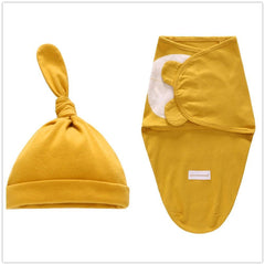 Newborn Cotton Swaddle Blanket With Cap Set
