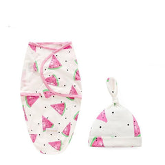 Newborn Cotton Swaddle Blanket With Cap Set