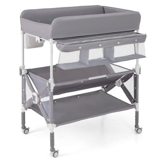 Portable Baby Changing Table with Wheels and Storage