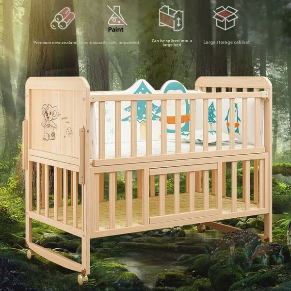 Solid Wood Convertible Baby Crib and Toddler Bed