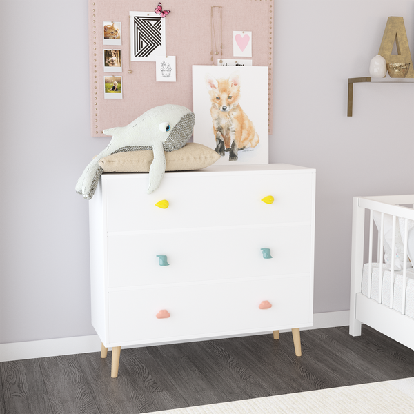 Kids Three Drawer Dresser Baby Nightstand Bedroom