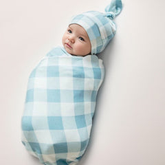 Newborn Swaddle Blanket and Knotted Baby Hat Set
