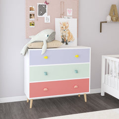 Three Drawer Storage Dresser Cabinet With Anti Tip Safety