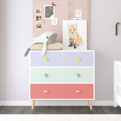 Three Drawer Storage Dresser Cabinet With Anti Tip Safety