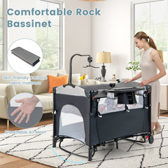 5-in-1 Foldable Baby Nursery Center Bedside Crib