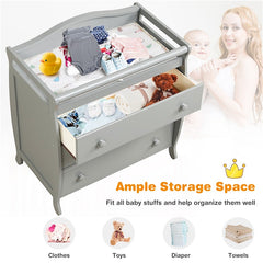 Gray Baby Changing Table with Three Drawers