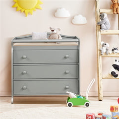 Gray Baby Changing Table with Three Drawers