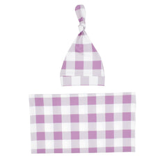 Newborn Swaddle Blanket and Knotted Baby Hat Set