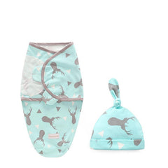 Newborn Cotton Swaddle Blanket With Cap Set