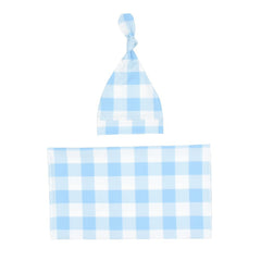 Newborn Swaddle Blanket and Knotted Baby Hat Set