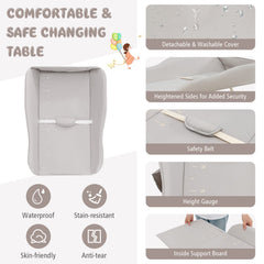Gray Baby Diaper Changing Table with Water Basin