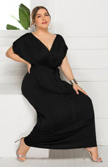 Maternity Knit Dress Short Sleeve V-Neck