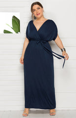 Maternity Knit Dress Short Sleeve V-Neck