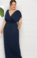 Maternity Knit Dress Short Sleeve V-Neck