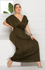 Maternity Knit Dress Short Sleeve V-Neck