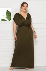 Maternity Knit Dress Short Sleeve V-Neck