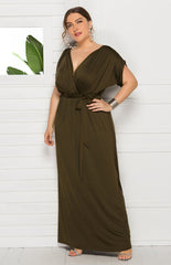 Maternity Knit Dress Short Sleeve V-Neck