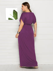 Maternity Knit Dress Short Sleeve V-Neck