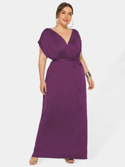 Maternity Knit Dress Short Sleeve V-Neck